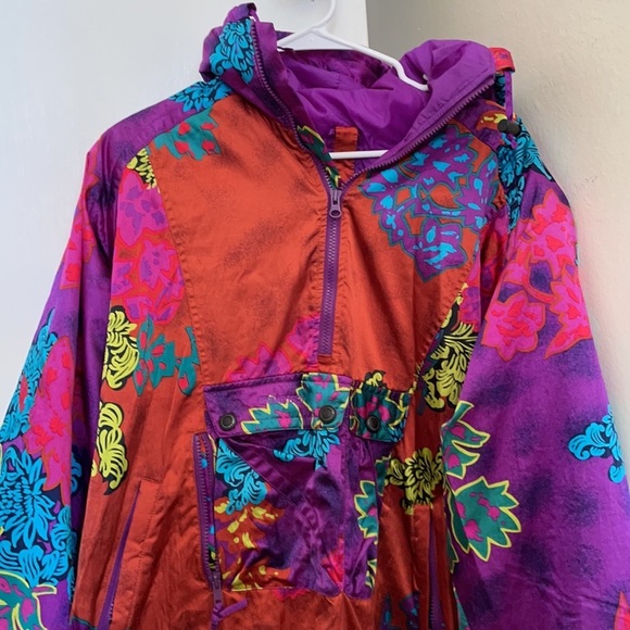 Vintage Obermeyer Half Zip Windbreaker with Insulated Hood - Picture 2 of 14